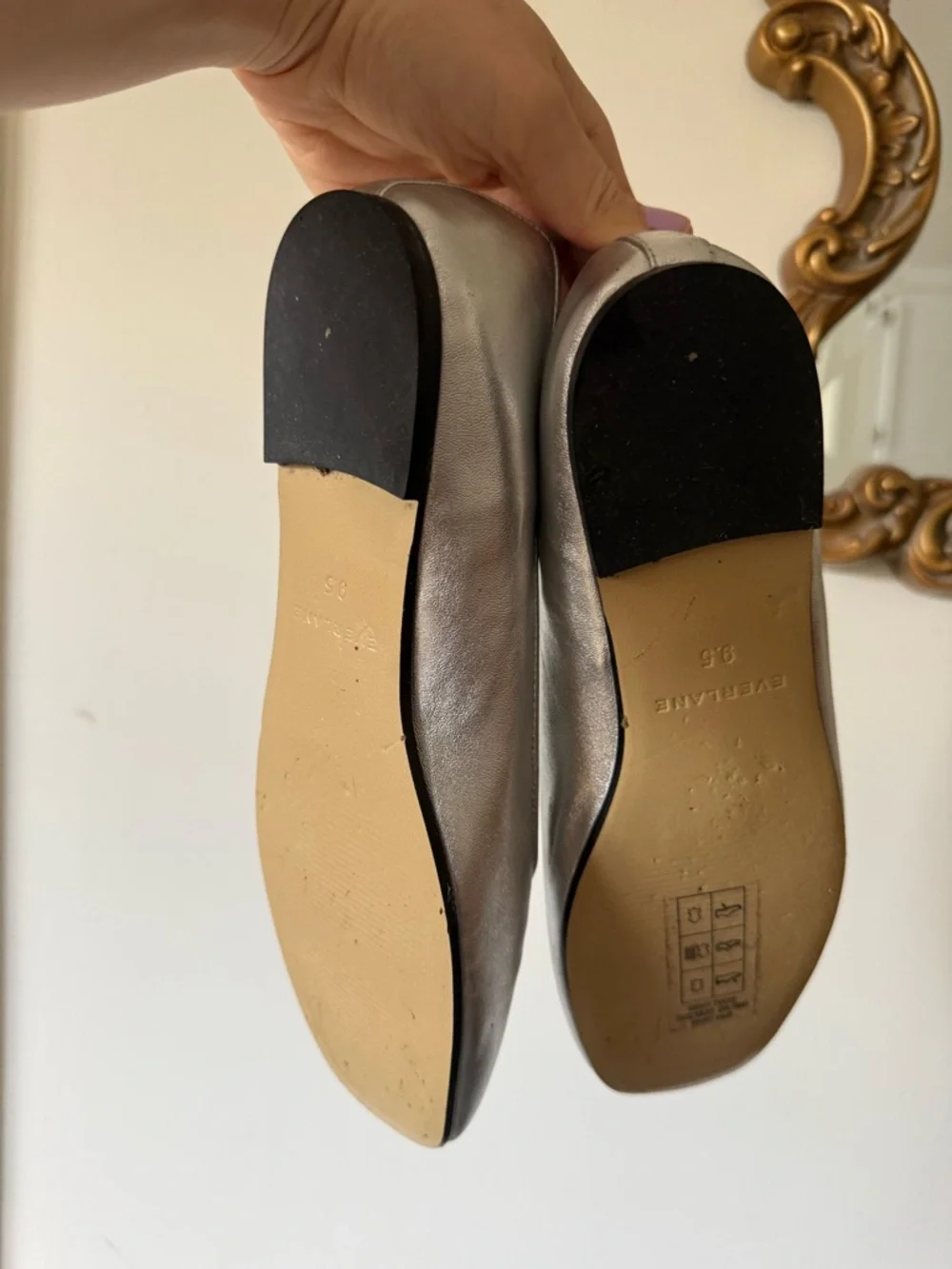 Everlane Metallic Silver Square-Toe Ballet Flats - Picture 2 of 4